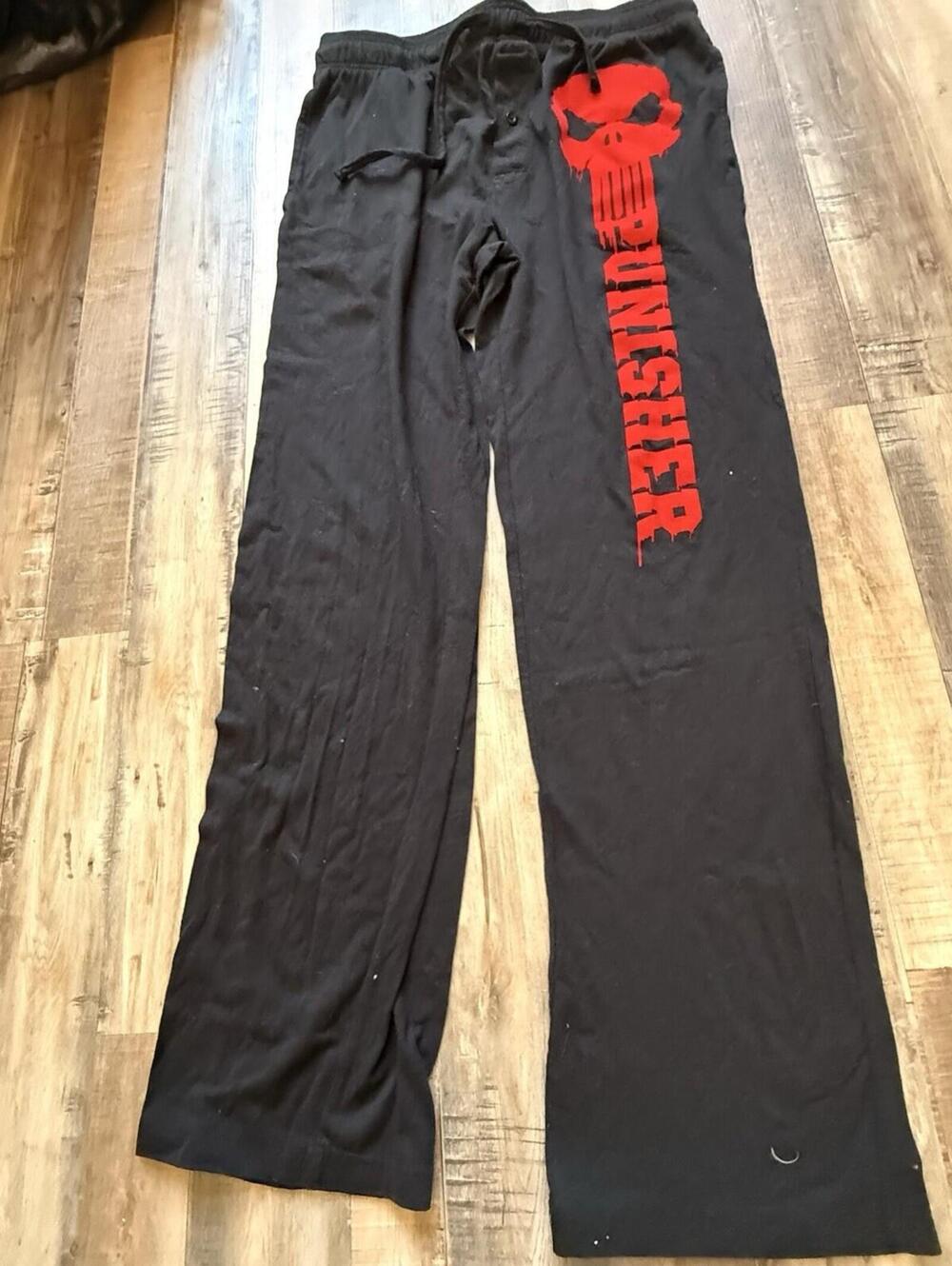 Y2K Marvel Punisher Men’s Medium Casual pants Black Red Pajama Sleepwear